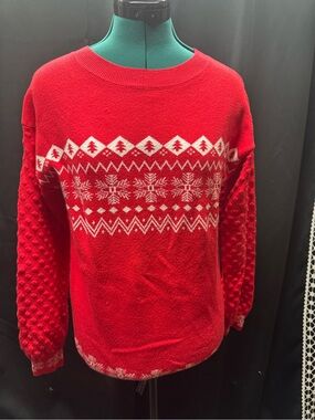Women’s Red Fair Isle Crewneck Sweater
